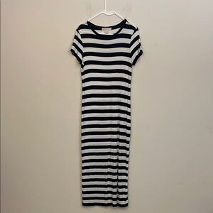 Michael Michael Kors Black and White Stripe Short Sleeve Maxi Dress Size Small